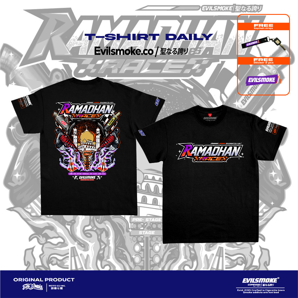 Kaos Ramadhan Race 2024 VOL.2 2stroke 4 stroke Baju Evilsmoke Motor ~FREE STICKER
