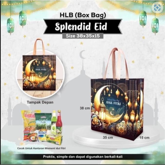 

Tas Hampers Parcel Lebaran/Tas Goodie Bag Idul Fitri Bahan Laminasi Parcel Sembako Ukuran 38x35x15cm
