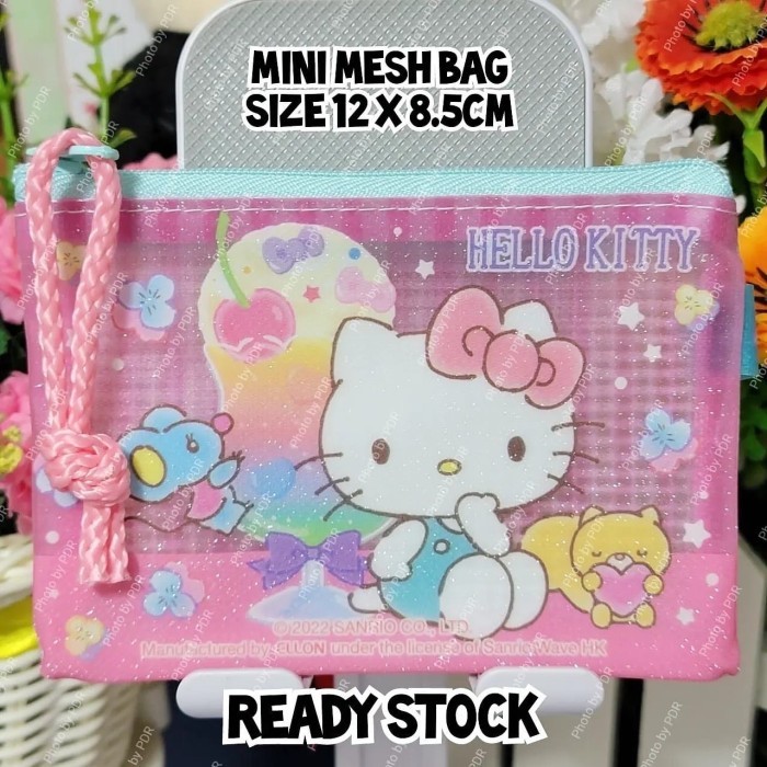 

Mini Mesh 12 x 8,5 cm Bag Muat 15 Kartu Sanrio Original - Hello Kitty