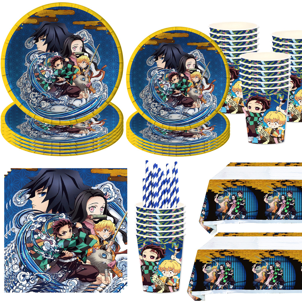 

Kimetsu No Yaiba Party Supplies Napkins Tablecloth Plates Balloons Anime Demon Slayer Baby Shower Boys Birthday Party Decoration