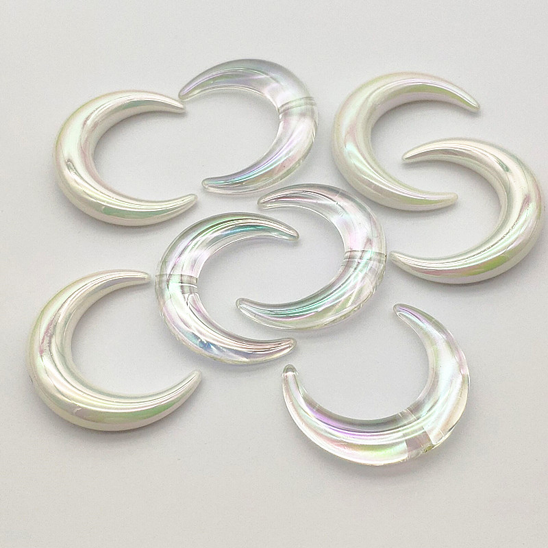 

New Arrival! 34x28mm100pcs UV/Aurora Effect Moon Shape Beads For Handmade Earring/Necklace DIY Parts.Jewelry Findings&Components