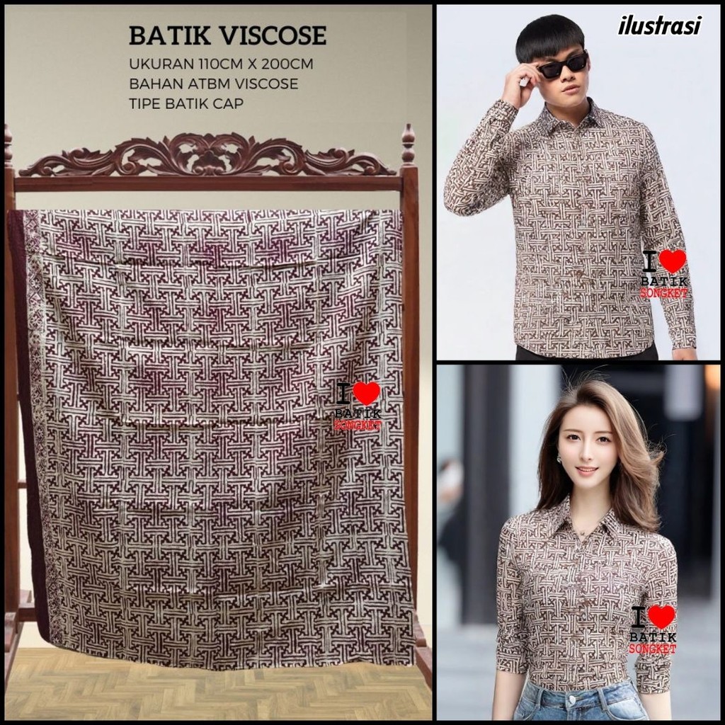 VISCOS PASTEL PARANG MOTIF 8 BAHAN KAIN BATIK VISCOSE VISKOS ATBM KATUN COKLAT KREM
