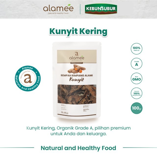 

ALAMEE Kunyit Kering Iris Rempah Dried Turmeric Rimpang Organik Alami Kunir Spice 100gr Kebunsubur Kebunsubur