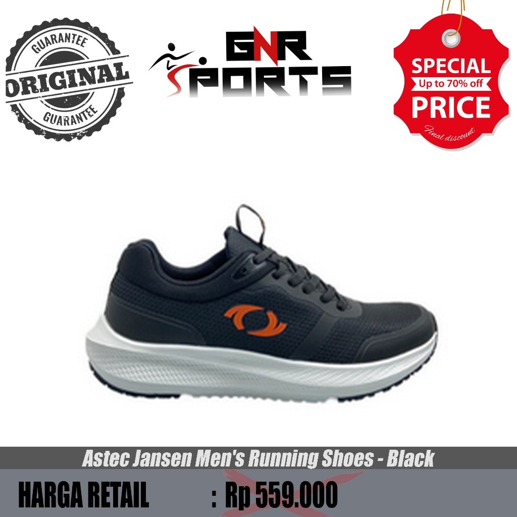 Sepatu Astec Jansen Mens Running - Black Original 100%