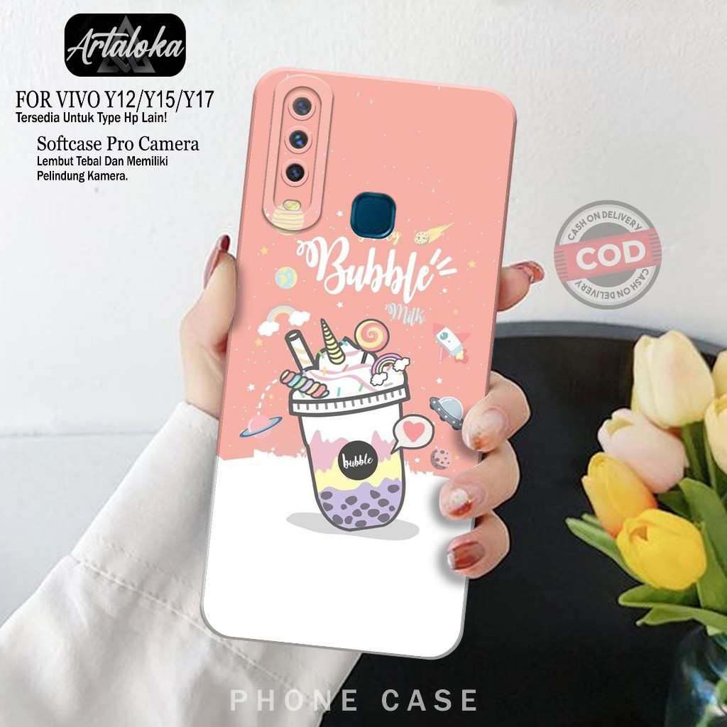 Softcase Hp Vivo Y12/Y15/Y17 Fashion Case Boba Case Vivo Y12/Y15/Y17 Silikon TPU Pro Camera Casing V