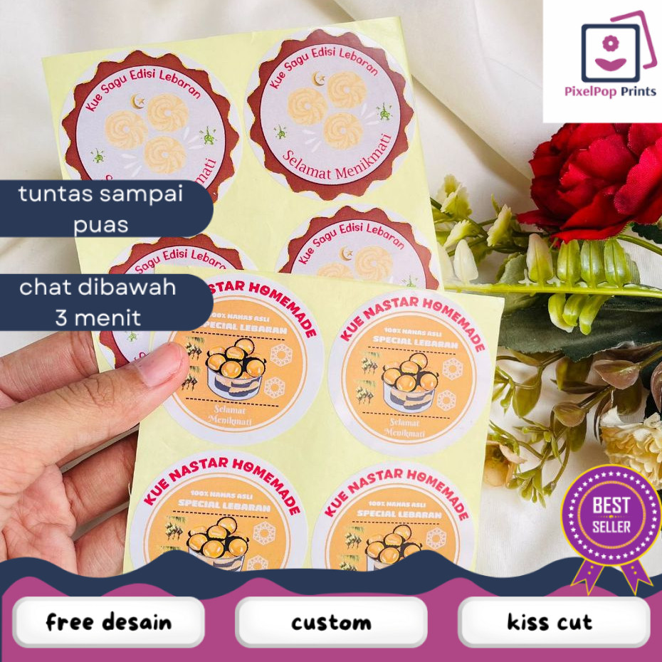 

Opikapip 9-15 Label Sticker Cookies Lebaran Stiker Toples Kue Kering Idul Fitri Bulat Chromo Murah
