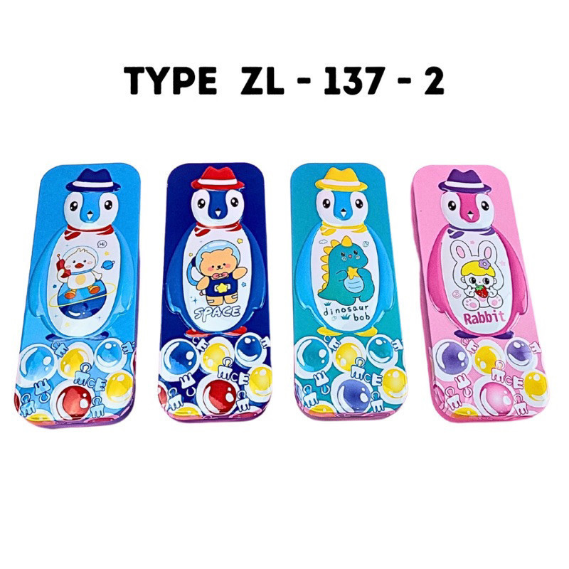 

(CCK STORE) Kotak Pensil Kaleng Motif Fancy/ Kotak pensil penguin / Tempat Pensil Kaleng Motif Timbul 137-2