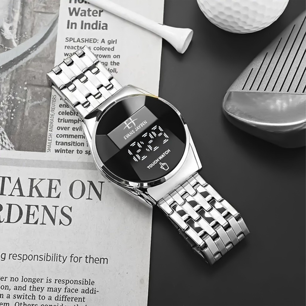 Ori Evans Jayden Jam Tangan Pria 9954 Rantai Digital kaca Safir Water Resistant 3ATM