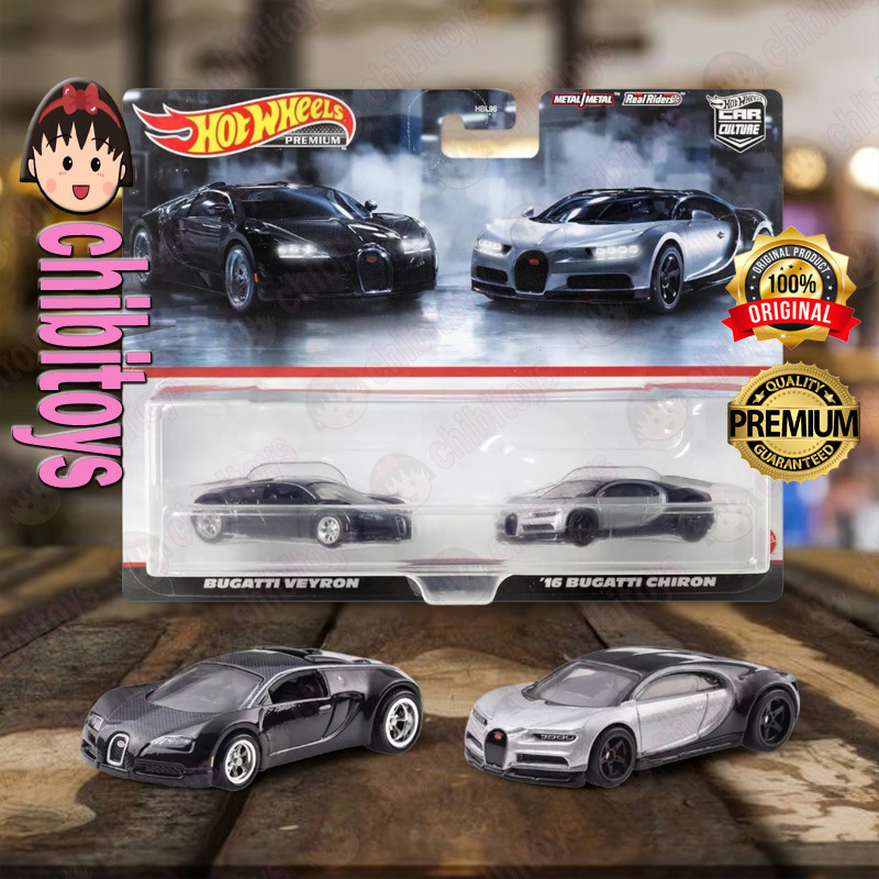 Hot Wheels Premium Car Culture 2 Pack Bugatti Veyron & 16 Bugatti Chiron