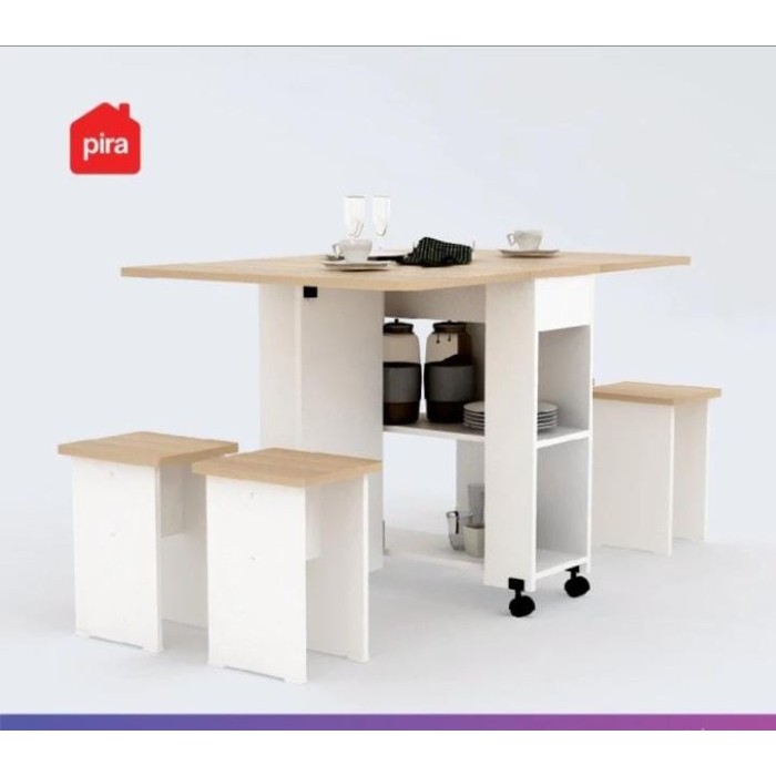 PIRA - ALLISON DT120 Meja Makan Kayu Terang White Ash - DT120 White PO