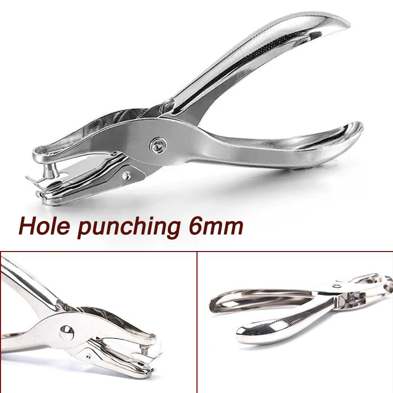 

Hand Held Metal Stationery Round Single Hole Diameter 6mm Hole Punch Pliers Hole Punch Paper Hole Punch Boxed Single Hole Punch