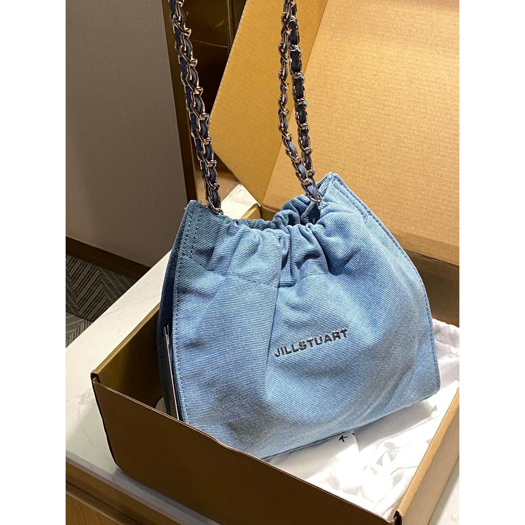 ORI Tas bahu rantai denim JILL STUART merek yang berbasis di New York adalah tas selempang kasual ya