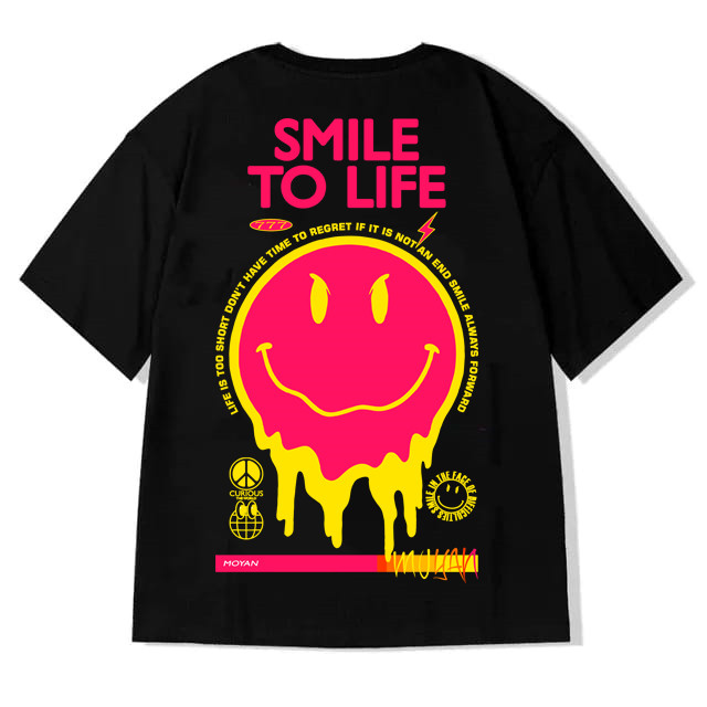 T-Shirt kaos skena Baju pria SMILE TO LIFE 1 COTTON COMBED Boxy fit Pria dan Wanita Unisex