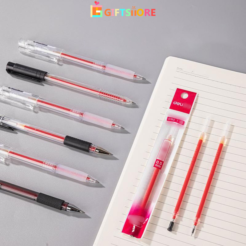 

✨COD Gel Pen Refill/Isi Ulang Pulpen Gel 0.5/0.7mm Tinta Hitam Biru Merah-GS