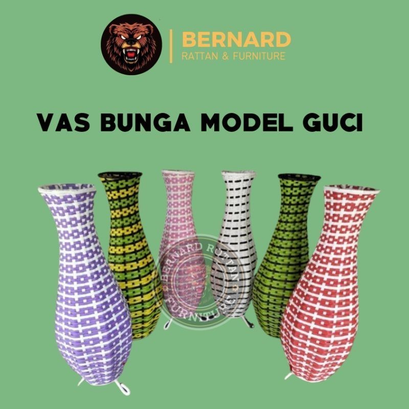 VAS / POT BUNGA MODEL GUCI ANYAMAN ROTAN SINTETIS