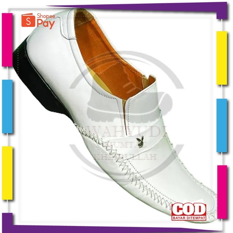 UKURAN SIZE 37 38 39 40 41 42 43 44 45 / Sepatu pantopel putih Sepatu formal pria Sepatu playboy put