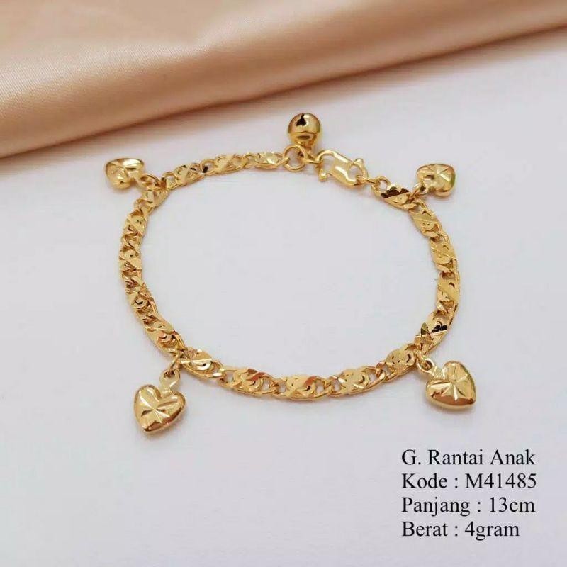 best_fashion96  GELANG TANGAN ANAK LAPIS EMAS MOTIF GEPENG MAINAN LOVE