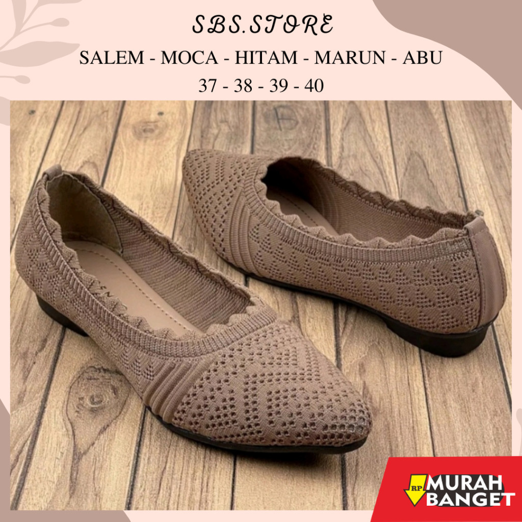 Sepatu pesta cewek- Sepatu Kerja Wanita Flat Shoes Rajut Import/Sandal Balet Pesta Terbaru