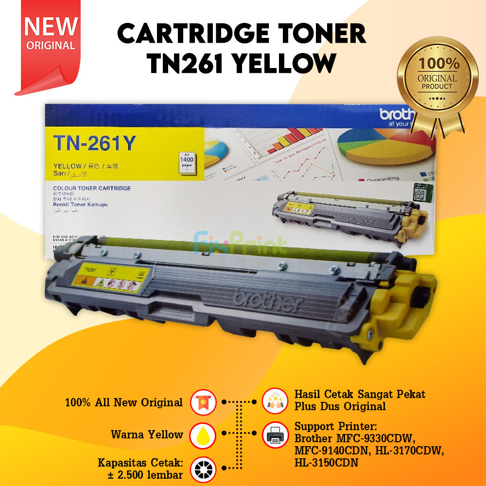 Toner Brother Original TN261 Yellow , Printer HL-3150CDN HL-3170CDW