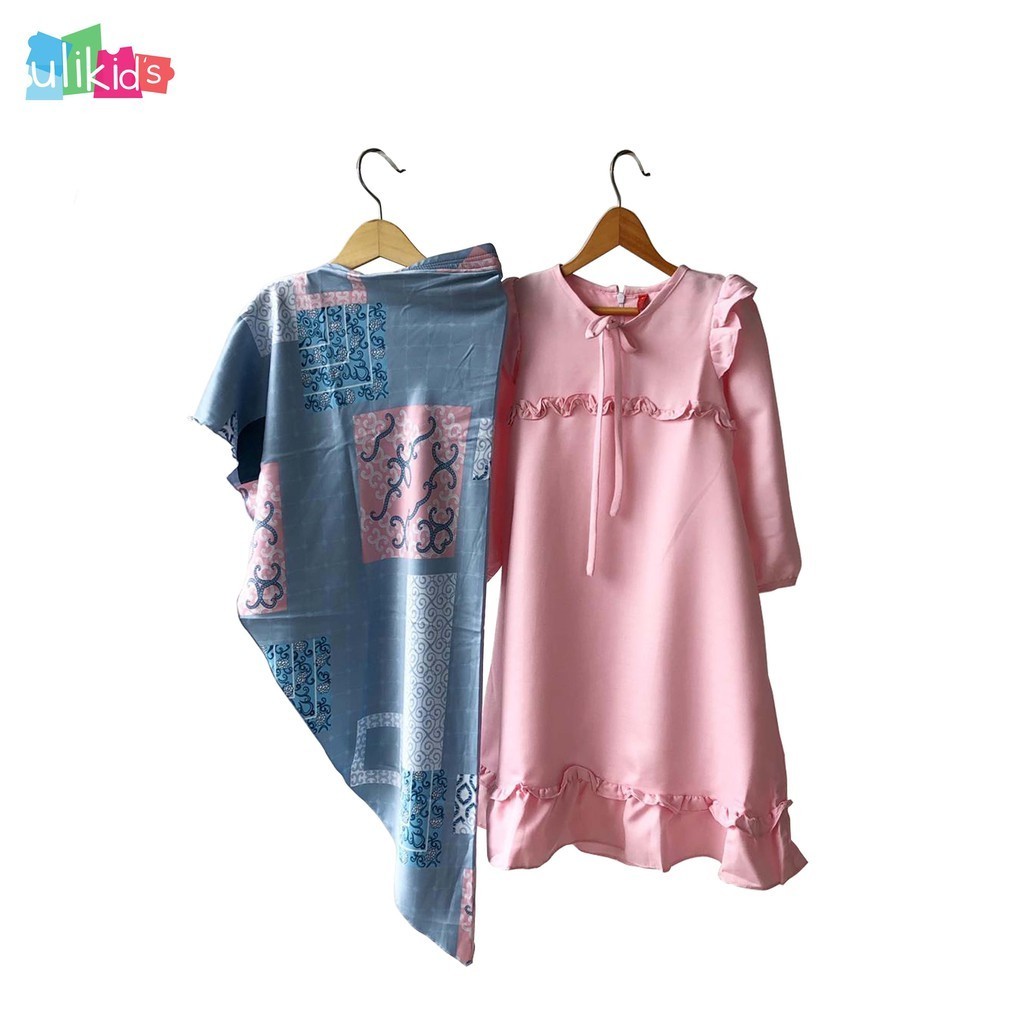 Ulikids Gamis Anak Motif Polos Pita Bahan Maxmara Premium <COD>