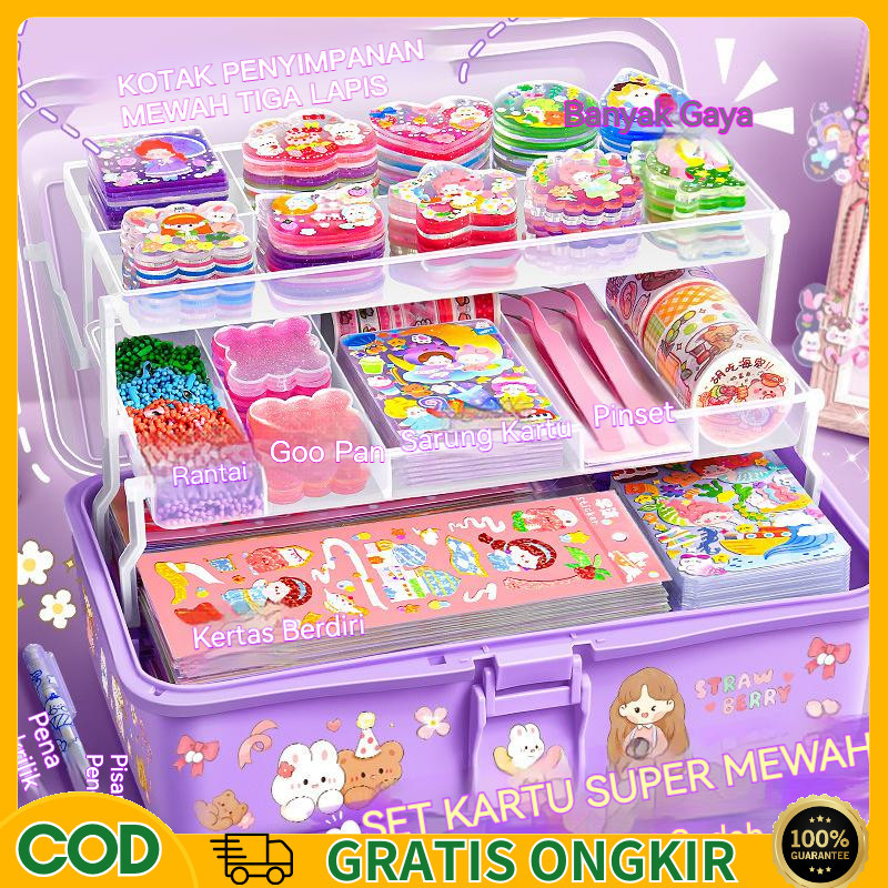 

【COD】670pcs Set Kartu Stiker Mewah Dengan Kotak Siswa Indah Dekoratif DIY Bahan Stiker Set