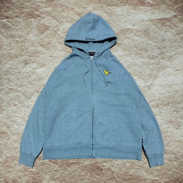 Zip hoodie MARK GONZALES abu abu size XL jemper casual sweater