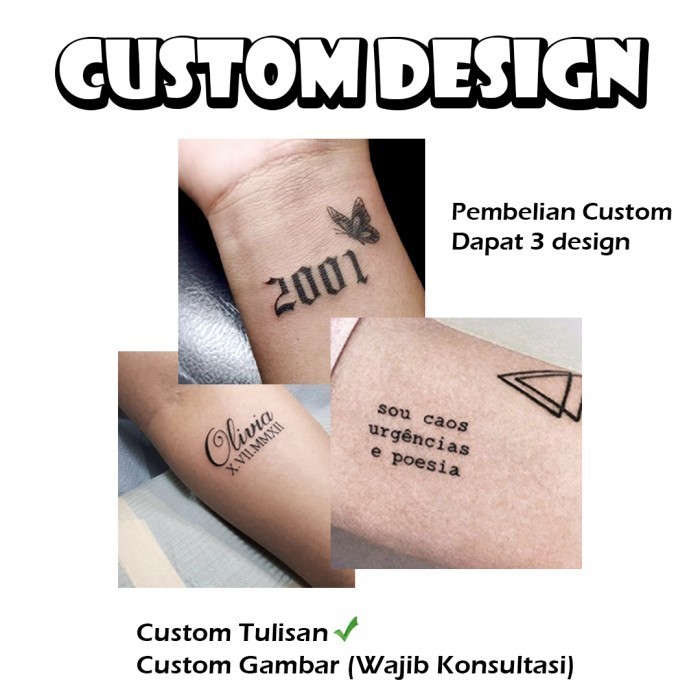 CUSTOM STICKER HENNA TATTO NAMA, ANGKA DAN ROMAWI - Paket Lengkap