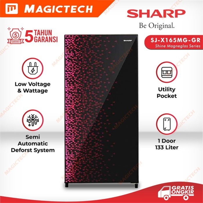 KULKAS SHARP 1 PINTU SJ-X165MG-GR 133L - MERAH