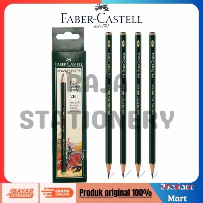 

[COD] DISKON PENSIL KAYU FABER CASTELL 2B 9000 UJIAN KOMPUTER PENCIL ORI [12PCS] Berkualitas