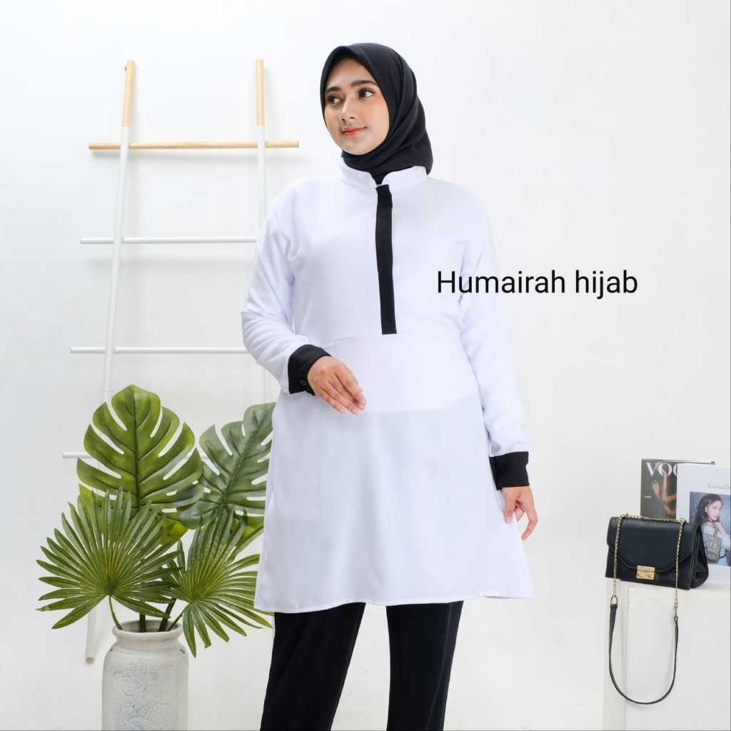 BAJU PUTIH / BAJU TUNIK KANTOR / TUNIK POLOS PUTIH  LISS HITAM/ BAJU PPL/BAJU PNS/BAJU JuBii.id/ GAM
