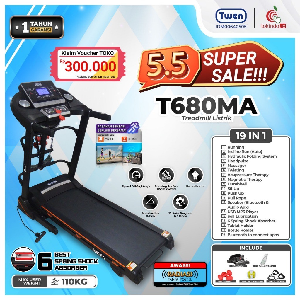 Treadmill TWEN T600M T680MA T680MT Treadmill Elektrik Treadmill Listrik Treadmill Multifungsi Treadm