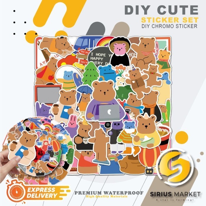 

45 PCS Stickers Series Animal Korean Bear Graffiti Sticker Waterproof