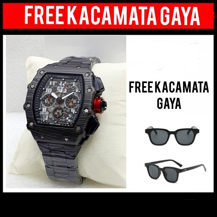 PROMO... JAM TANGAN Pria RM 11 - 03 chrono motif carbon free kacamata