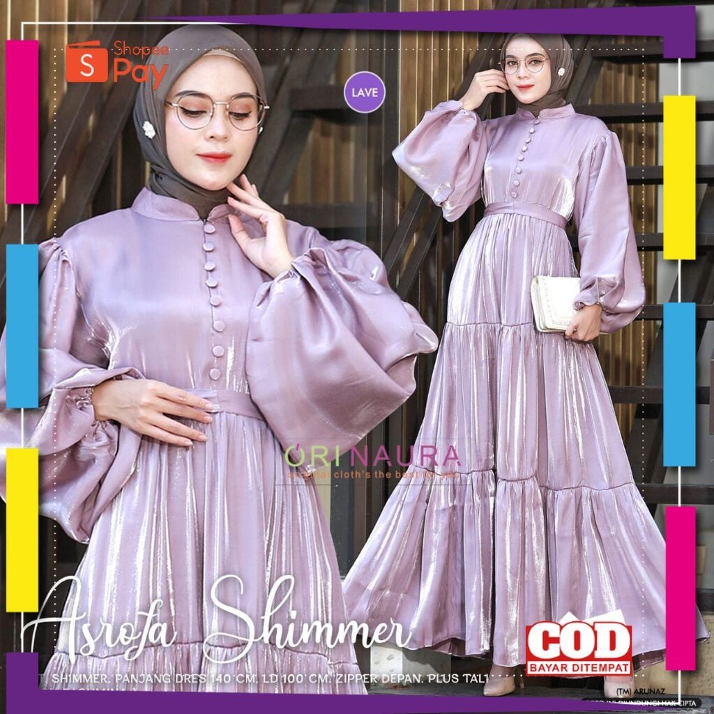 KAIN LEMBUT HALUS ADEM TEBAL / ARROFA DRESS SHIMMER SILK PREMIUM GAMIS PESTA KONDANGAN WANITA