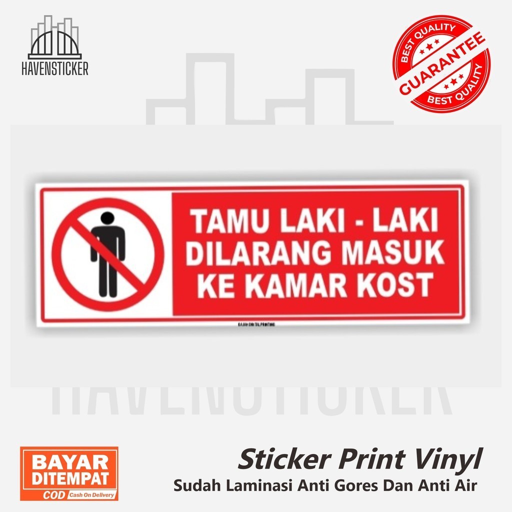 

STIKER VINYL TAMU LAKI LAKI DILARANG MASUK laminasi glossy