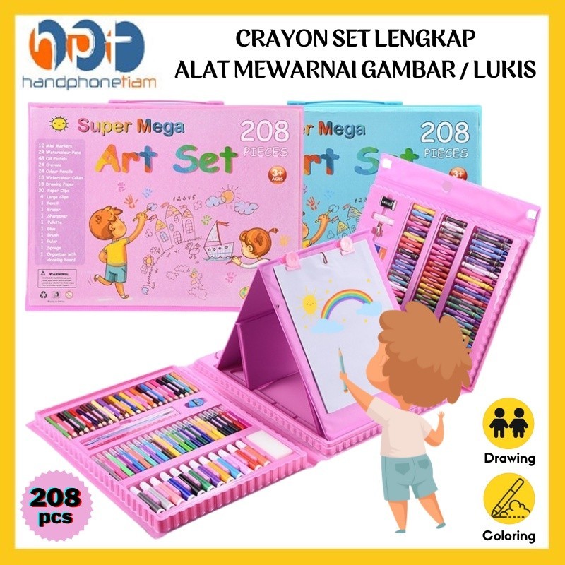 

[PROMO MURAH] Crayon Set 208 Pcs Pensil Warna Krayon Oil-Pastel Anak | Alat Menggambar & Mewarnai Lengkap 208pcs | Kit Art Supplies Painting Set For Children | Spidol Kuas Cat Air Papan Lukis Hadiah Kado Ulang Tahun Anak-Anak