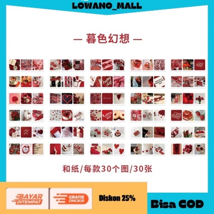 

[[LOWANOMALL6]] TERLARIS Aesthetic Buku Sticker Pack Stiker Scrapbook Planner Isi 90 Pattern LOVE RED COD