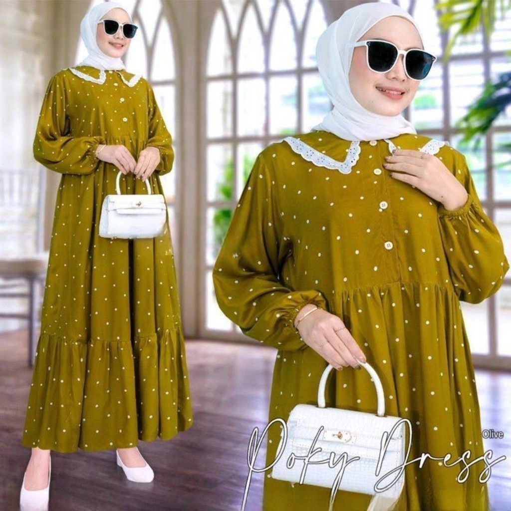 Dress Gamis Poky Fashion Wanita Muslim Bahan Rayon promo idul adha