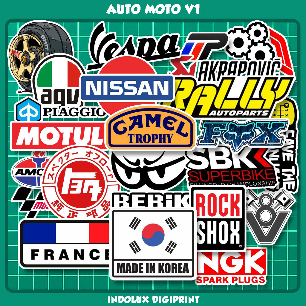 

[100 PCS] Sticker Otomotif Logo Racing Pack Stiker Balap Automotif Mobil Motor Untuk Helm Laptop HP Case DIY Tablet Ipad