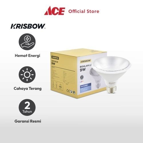 Ace Krisbow Lumi Bohlam Led Par30 9 watt - Cool Daylight Bulb Lampu Cahaya Putih Indoor Outdoor Ligh