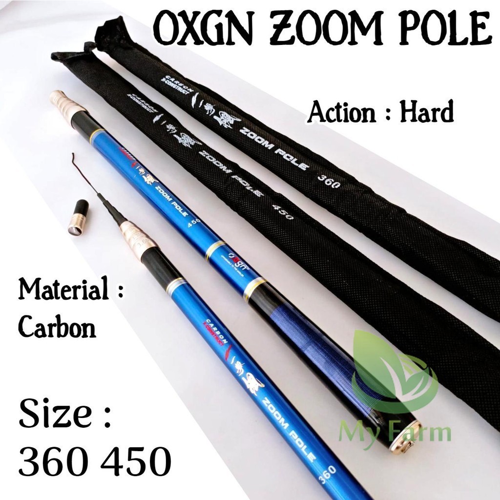 Oxgn Zoom Pole 360 450 Joran Tegek Zom Drat Kunci Ruas Pendek Bahan Carbon Action Hard Tangkai Panci