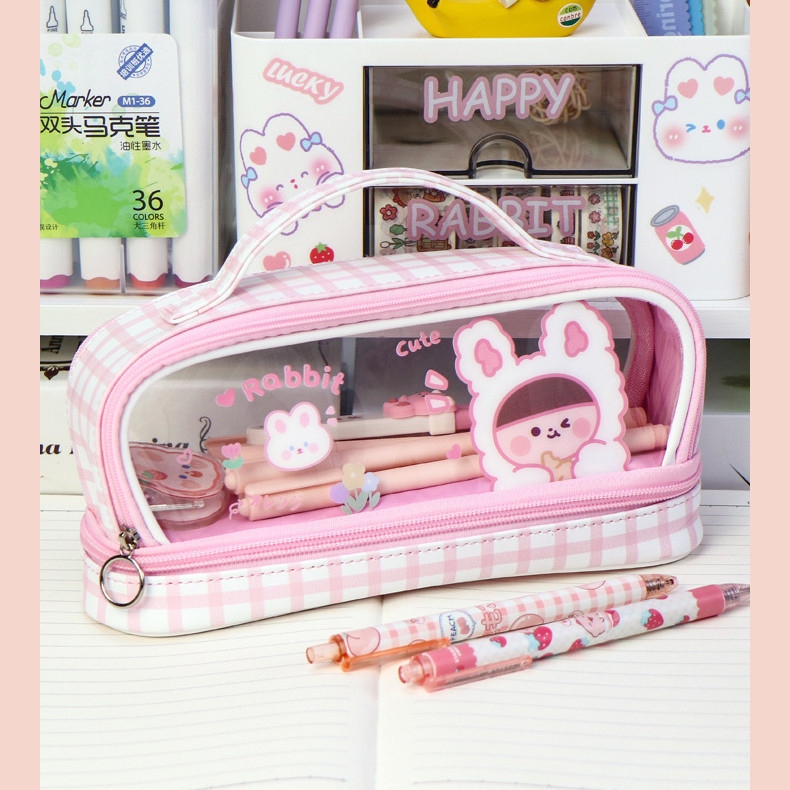 

TXS40 TEMPAT PENSIL KARTUN TRANSPARAN LUCU KOTAK PENSIL TEMPAT PEN KOTAK PEN MKT