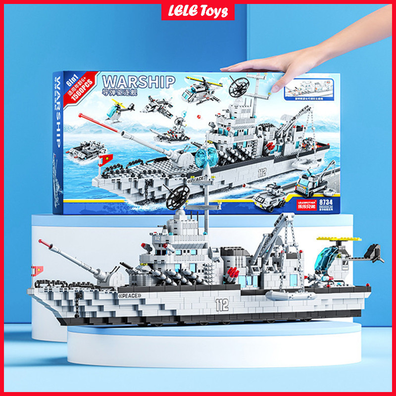 Kapal Induk 1560Pcs Block 3D Puzzle Besar Balok Susun Mainan Anak Laki-laki 10/11 tahun Gift
