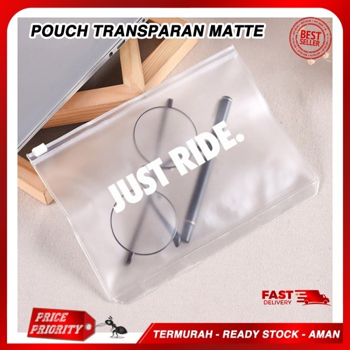 Pouch Transparan Matte Multifungsi Masker, Kacamata, Kosmetik, Baju