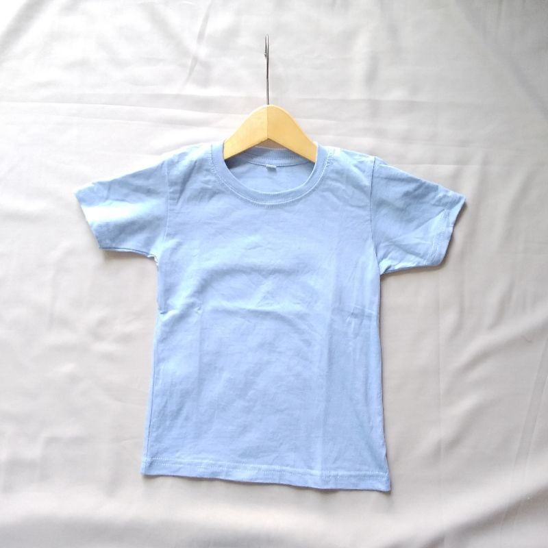BAJU SANTAI/RUMAH ANAK COWOK POLOS BAHAN KAOS ADEM BIRU LANGIT UMUR 3 TAHUN