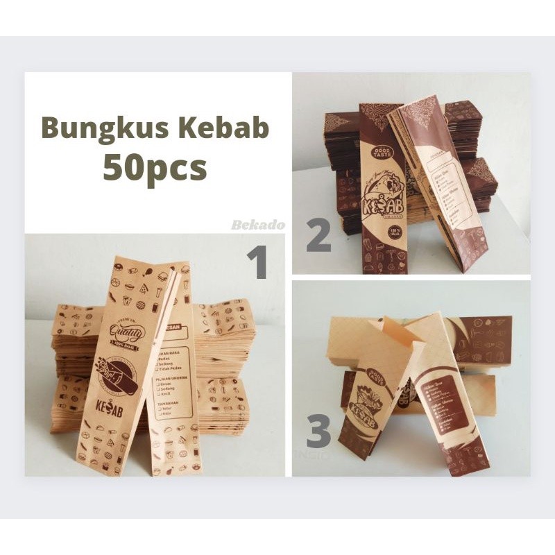 

PROMO KUALITAS Bungkus Wadah Kemasan Kebab Kertas Coklat isi 50 GRATIS ONGKIR