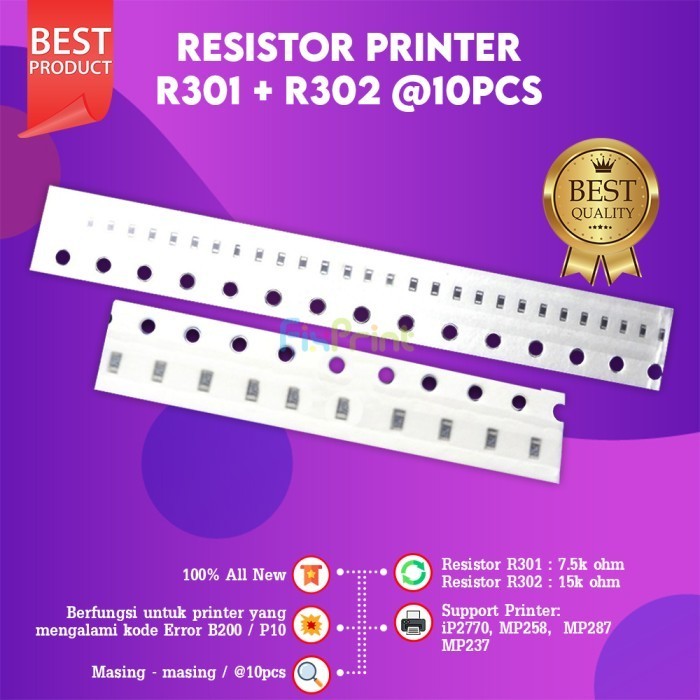 Resistor Canon R301 & R302, For Error P10 / B200 752 Printer MP258