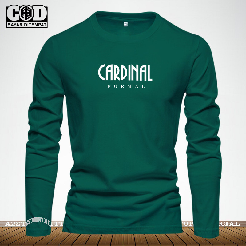 Baju Kaos Pria & Wanita Lengan Panjang / Tshirt Distro Logo Cardinal Text Putih / Baju Kaos Pria & W