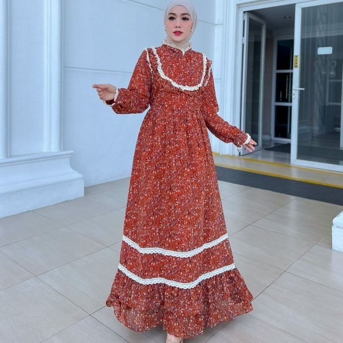 gamis Khalia bata baju muslim pesta mewah ceruty XL murah kha Tm -Agr