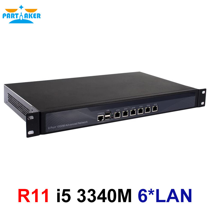 Partaker R11 Firewall VPN 1U Rackmount Network Security Appliance Router PC Intel Core I5 3340M 6*I-